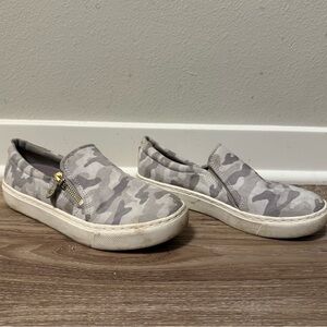 Gray Camo Slip-On Sneakers